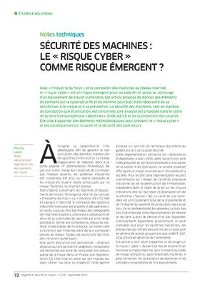 Hygiène et sécurité du travail, revue trimestrielle scientifique de l\'INRS