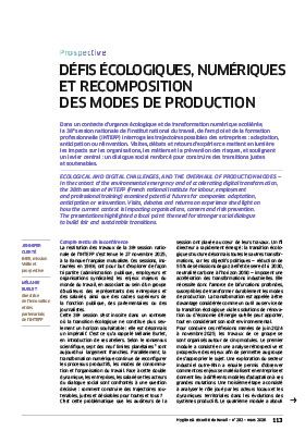 Hygiène et sécurité du travail, revue trimestrielle scientifique de l\'INRS